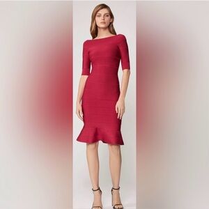 Say Hello to Spicy! The Signature Hervé Léger Off the Shoulder Fit-n-Flare Dress